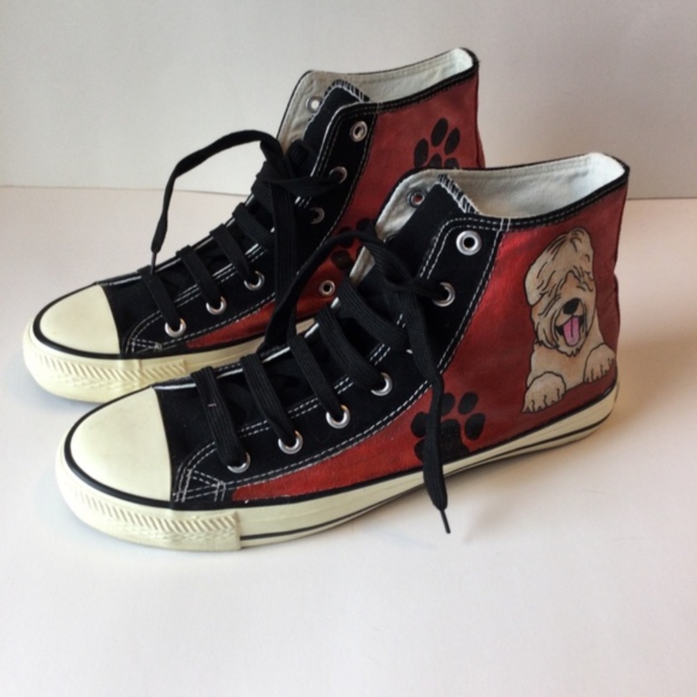 Tony-P Black and Red High-Top Sneakers with Chic Dog Design Size 40 or kids 7